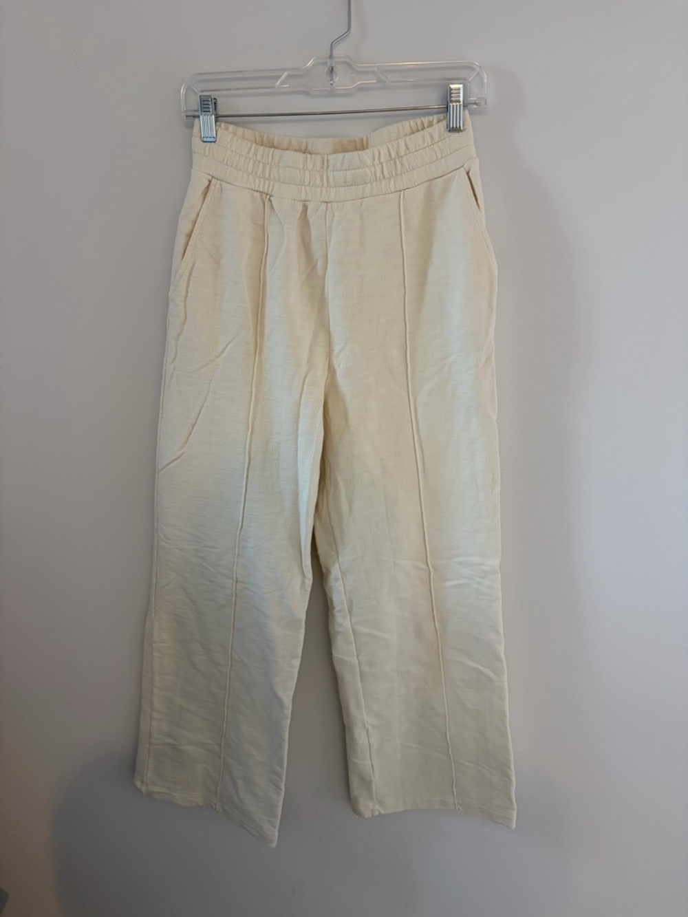 AG Cream High-Waist Wide Leg Pants